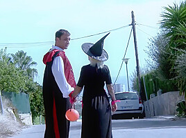 Halloween Threesome In The Woods With Busty Spanish Milf - Terry Kemaco And Gina Snake