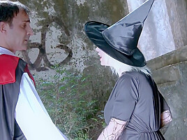 Halloween Threesome In The Woods With Busty Spanish Milf - Terry Kemaco And Gina Snake
