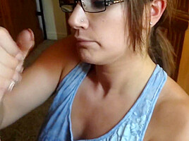 Handjob In Glasses Cum Swallow