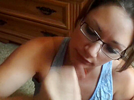 Handjob In Glasses Cum Swallow