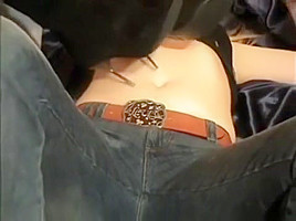 Heels Jabbed into Her Chubby Belly