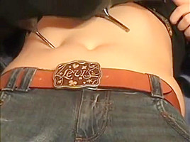 Heels Jabbed into Her Chubby Belly