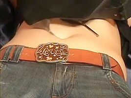 Heels Jabbed into Her Chubby Belly