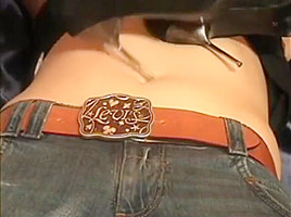 Heels Jabbed into Her Chubby Belly
