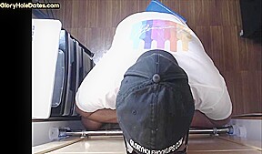 Homemade gloryhole BJ DILF sucking and stroking BFs cock