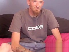 Homosexual dude John cracking jokes and stroking cock solo