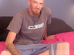 Homosexual dude John cracking jokes and stroking cock solo