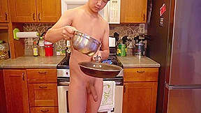 Horny Twink Stretching Ass With Plug While Cooking Breakfast For You