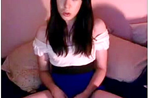 Horny asian shemale cums on cam