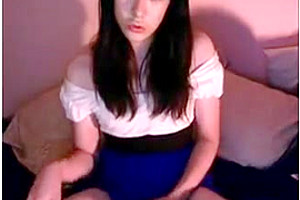 Horny asian shemale cums on cam