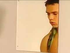 Horny gay guy jacking off cock
