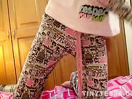 Horny petite teen 18+ goes solo masturbating