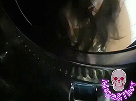 Hot Busty Girl Trapped In The Washing Machine And Stuffing It