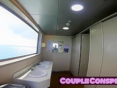 Hot Couple Get Horny On Ferry And Fuck In The Toilet