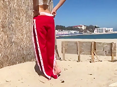 Hot Summer Sex on Deserted Australian Beach! Wife Riding Big Cock