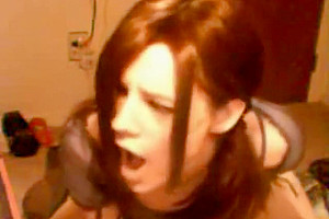 Hot brunette jerks off, fucks her ass and gives herself a facial