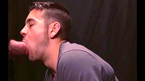 Hot glory hole blowjob and deepthroat with twink and Step daddy