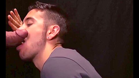 Hot glory hole blowjob and deepthroat with twink and Step daddy