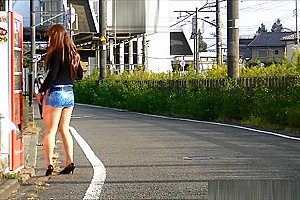 Hot japanese crossdresser walking