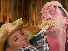 Hot rancher anal fists her help in barn