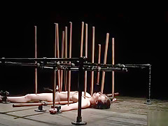 Hot slave pressed with huge stakes