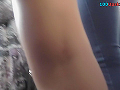 Hot upskirt porn with flabby ass babe in a public place