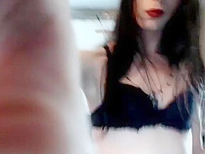 Hottie with big cock strokes and cums