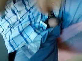 Husband Helps Asian Wife With Grandpa Lover Outdoors