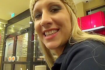 I suck dick in restaurant in my amateur blonde porn vid