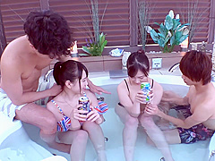 Iカップの爆乳ビキニと混浴で大興奮＆生ハメSEX