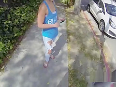 Icy blonde POV fucked in the alley for money