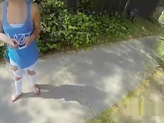 Icy blonde POV fucked in the alley for money