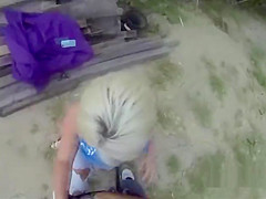 Icy blonde POV fucked in the alley for money