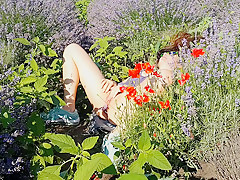 In Lavender Field # Pee On Flowers # Butt Plug Flashing In Nature