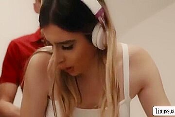 Ivory Mayhem - Horny Stepdad Barebacks His Ts Stepdaughter While On Laundry