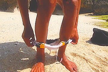Iycra White Speedo Pissing On The Beach