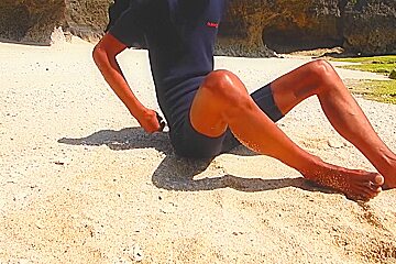 Iycra White Speedo Pissing On The Beach