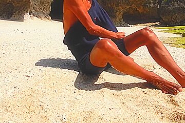 Iycra White Speedo Pissing On The Beach