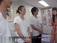 Japanese idol fucks three horny fans