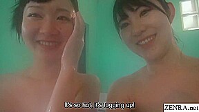 Japanese real life lesbian friends bathe together