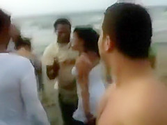 Jealous chicks fighting with their boobs out