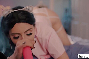 Jolly Shemale Lets Guy Neighbor Toyed And