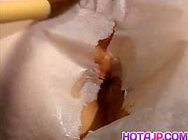 Kasumi Uehara has lace lingerie cut over twat