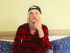 Kayden Alexander grabs his big prick and jerks off solo