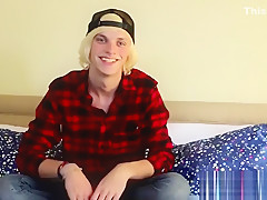 Kayden Alexander grabs his big prick and jerks off solo
