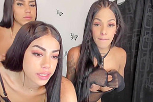 Kelly Costa And Gabi Lins - Latina Tgirl Group In Lingerie Show Her Nice Body
