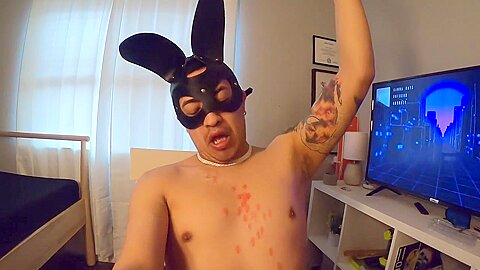Kinky Young Pup Plays With Hot Candle Wax And Rides Dildo