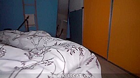 Kiss Cat - Step Mom Share Bed With Handjob! Surprise - Step Son Fucks Step Mother With Creampie