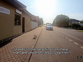 LAW4k Bitch sucks cock because stealing wallets from the bags