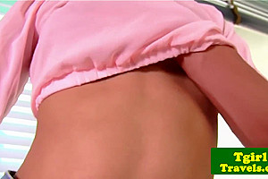 Ladyboy Sky Opens Her Small Ass Wide